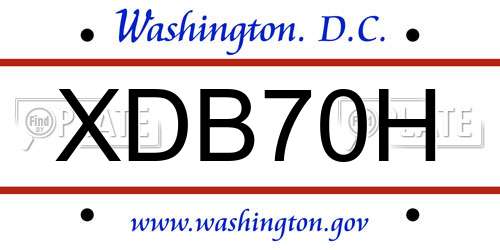 XDB70H District Of Columbia License Plate