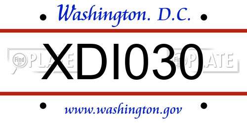 XDI030 District Of Columbia License Plate