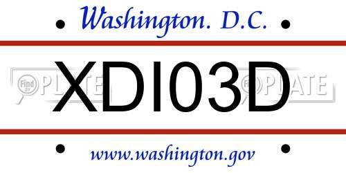 XDI03D District Of Columbia License Plate