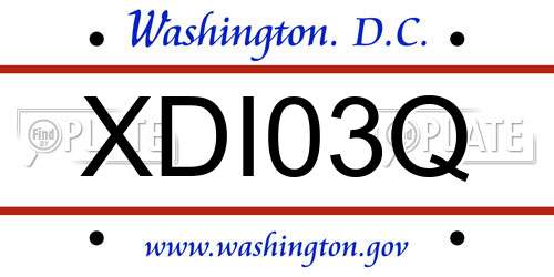XDI03Q District Of Columbia License Plate