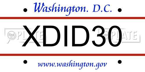 XDID30 District Of Columbia License Plate
