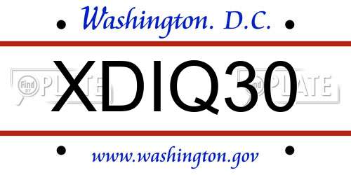 XDIQ30 District Of Columbia License Plate