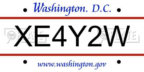 XE4Y2W District Of Columbia License Plate