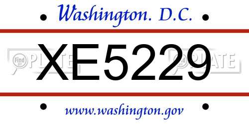 XE5229 District Of Columbia License Plate