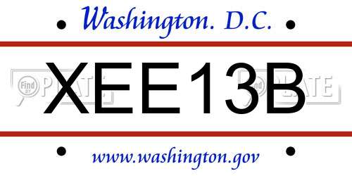 XEE13B District Of Columbia License Plate