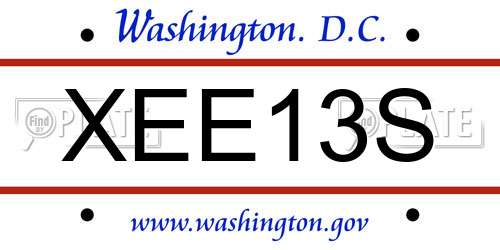 XEE13S District Of Columbia License Plate