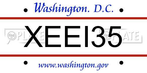 XEEI35 District Of Columbia License Plate