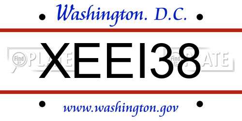 XEEI38 District Of Columbia License Plate