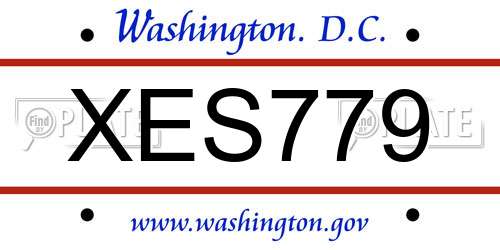 XES779 District Of Columbia License Plate