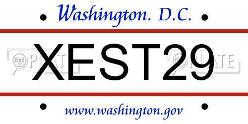 XEST29 District Of Columbia License Plate