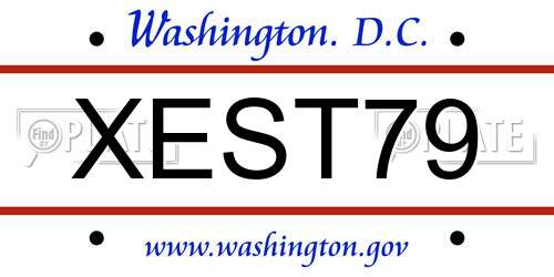 XEST79 District Of Columbia License Plate