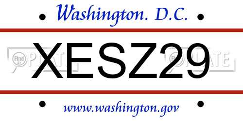 XESZ29 District Of Columbia License Plate