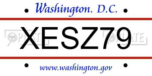 XESZ79 District Of Columbia License Plate