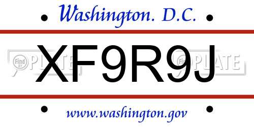 XF9R9J District Of Columbia License Plate