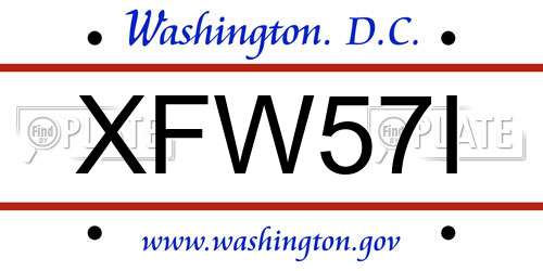 XFW57I District Of Columbia License Plate