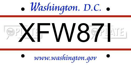 XFW87I District Of Columbia License Plate