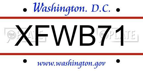 XFWB71 District Of Columbia License Plate