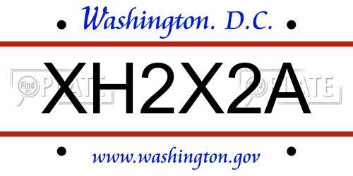 XH2X2A District Of Columbia License Plate