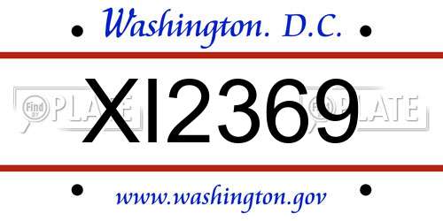 XI2369 District Of Columbia License Plate