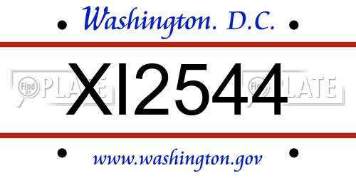 XI2544 District Of Columbia License Plate