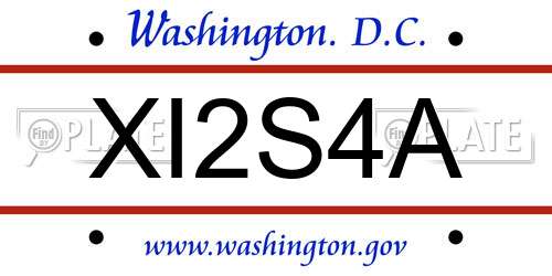 XI2S4A District Of Columbia License Plate