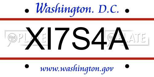 XI7S4A District Of Columbia License Plate
