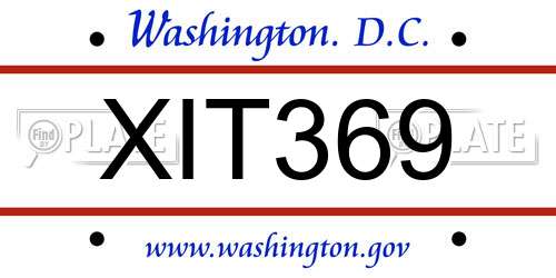 XIT369 District Of Columbia License Plate
