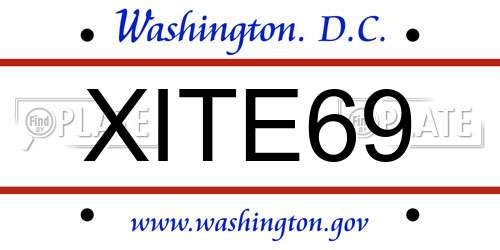 XITE69 District Of Columbia License Plate