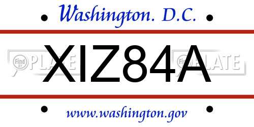 XIZ84A District Of Columbia License Plate
