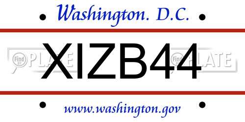 XIZB44 District Of Columbia License Plate
