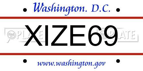 XIZE69 District Of Columbia License Plate