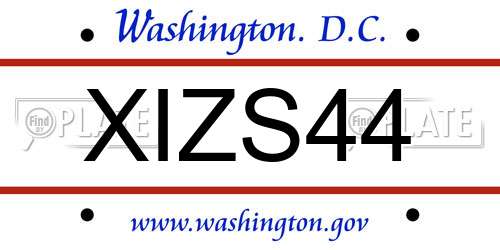 XIZS44 District Of Columbia License Plate