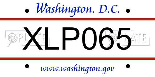XLP065 District Of Columbia License Plate