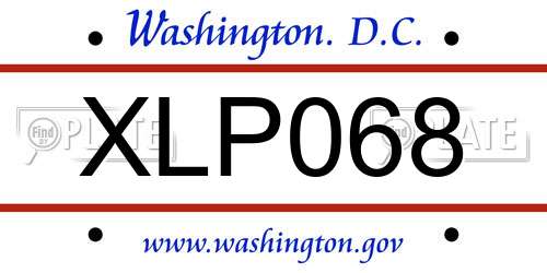 XLP068 District Of Columbia License Plate