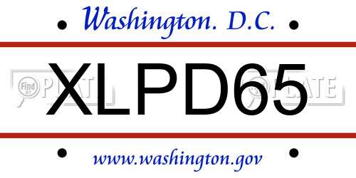 XLPD65 District Of Columbia License Plate