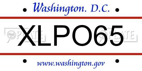 XLPO65 District Of Columbia License Plate