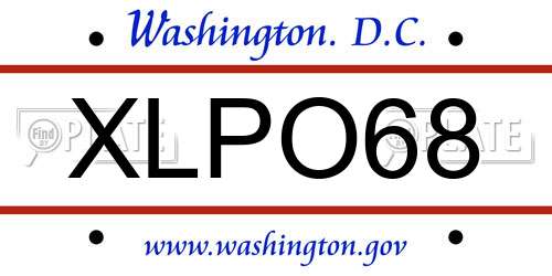 XLPO68 District Of Columbia License Plate