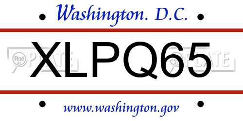 XLPQ65 District Of Columbia License Plate