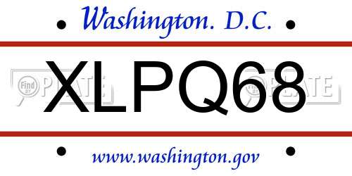 XLPQ68 District Of Columbia License Plate