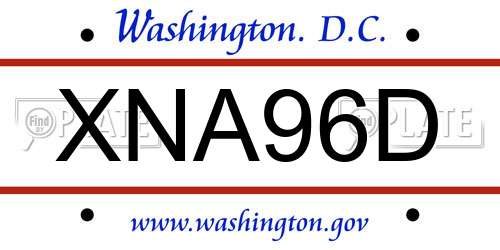XNA96D District Of Columbia License Plate