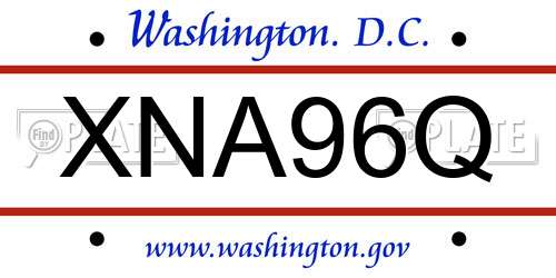 XNA96Q District Of Columbia License Plate