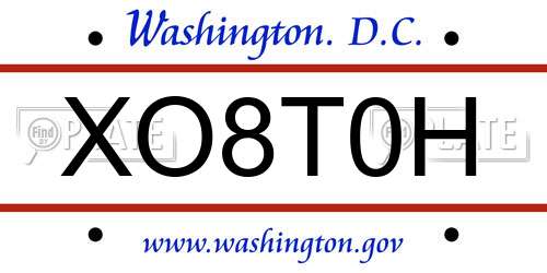 XO8T0H District Of Columbia License Plate