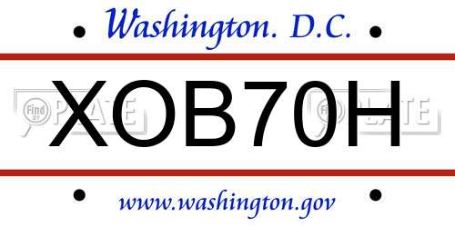 XOB70H District Of Columbia License Plate