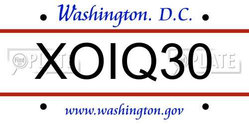 XOIQ30 District Of Columbia License Plate