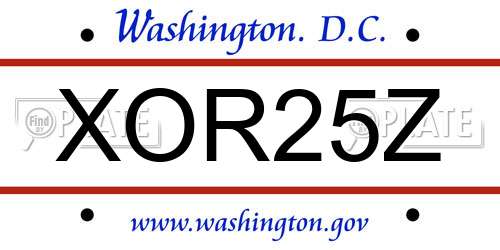 XOR25Z District Of Columbia License Plate