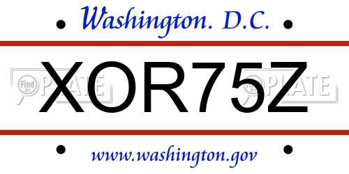 XOR75Z District Of Columbia License Plate