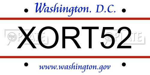 XORT52 District Of Columbia License Plate