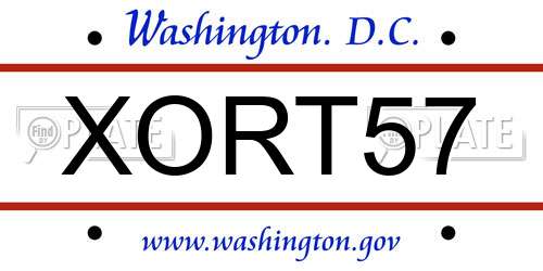 XORT57 District Of Columbia License Plate