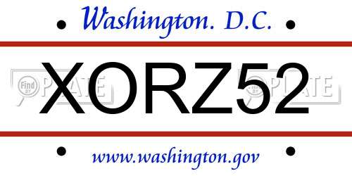 XORZ52 District Of Columbia License Plate