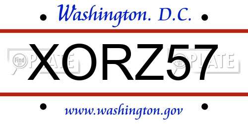 XORZ57 District Of Columbia License Plate